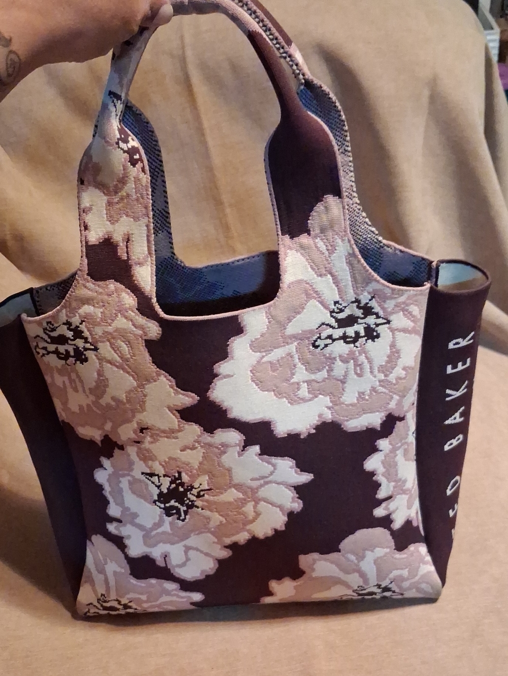 Ted Baker London SARA | BURGUNDY Floral Embroidered Tote Bag